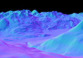 Synthetic normals w.r.t. camera coordinates rendered fron the digital elevation model.